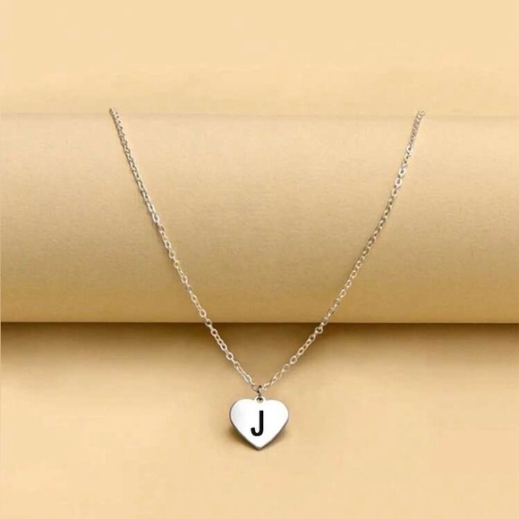 Jewelry - Elegant Silver Heart Necklace with Initial “J” Charm
